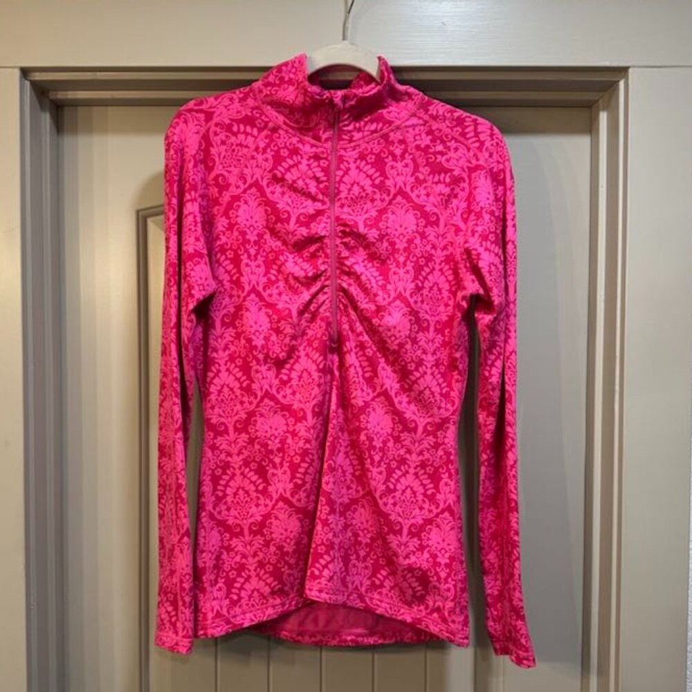 Athleta Half Zip Pull Over | Pink Floral | Medium